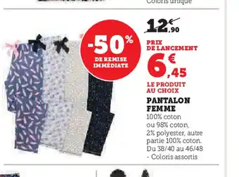 Hyper U Pantalon femme offre