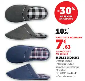 Hyper U Mules homme offre