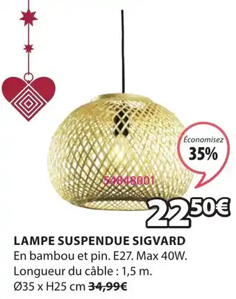 JYSK Lampe Suspendue Sigvard offre