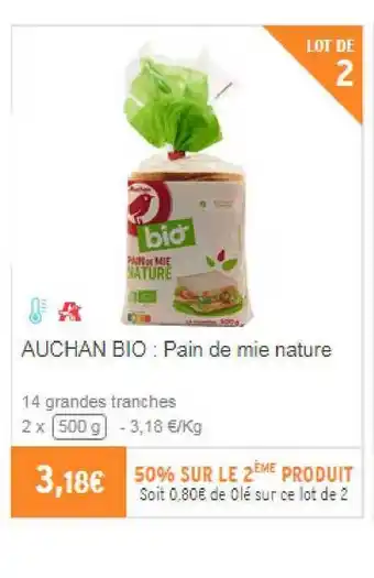 Chronodrive Auchan Bio : Pain De Mie Nature offre
