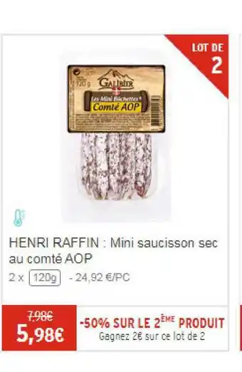 Henri Raffin : Mini Saucisson Sec Au Comté Aop