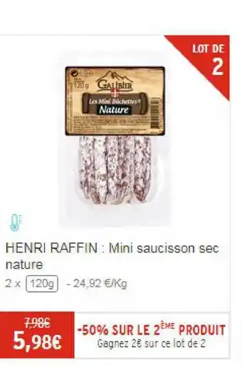 Henri Raffin : Mini Saucisson Sec Nature