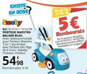 Smoby porteur maestro balade bleu.