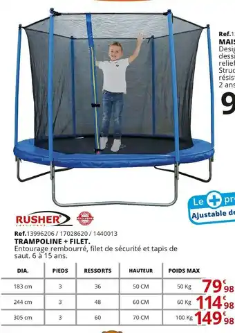Maxi Toys Rusher trampoline + filet. offre
