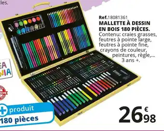 Crea mania mallette Ă dessin en bois 180 piĂšces.