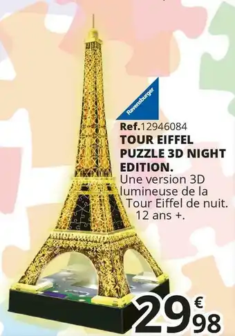 Tour eiffel puzzle 3d night edition.