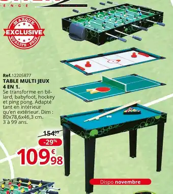 Table multi jeux 4 en 1