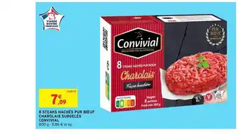 Intermarché 8 Steaks Hachés Pur Bœuf Charolais Surgelés Convivial offre