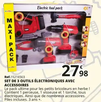 Maxi Toys Ez play set de 3 outils électroniques avec accessoires offre