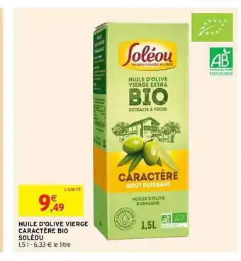 Intermarché Huile D'olive Vierge Caractère Bio Solèou offre
