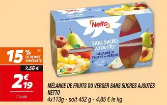 Netto NETTO MÉLANGE DE FRUITS DU VERGER SANS SUCRES AJOUTÉS offre
