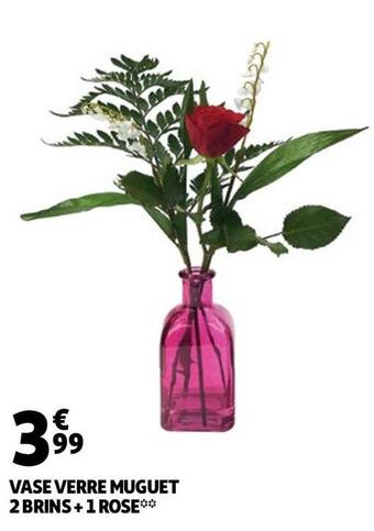 Auchan VASE VERRE MUGUET 2 BRINS + 1 ROSE offre