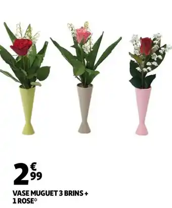 Auchan VASE MUGUET 3 BRINS + 1 ROSE offre