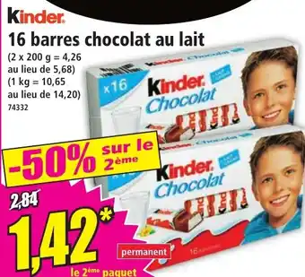Norma KINDER 16 barres chocolat au lait offre