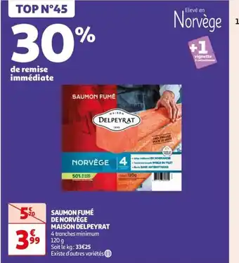 Auchan Supermarché DELPEYRAT Saumon fumé de norvège maison offre