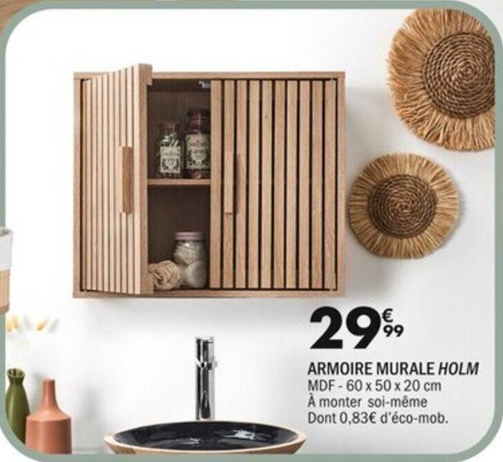 Promo Armoire murale holm mdf 60 x 50 x 20 cm chez La Foir'Fouille