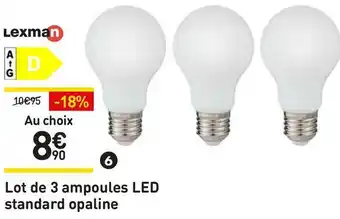 Weldom Lexman lot de 3 ampoules led standard opaline offre