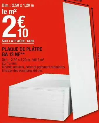 Brico Dépôt Plaque de plâtre ba 13 nf offre