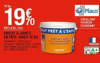 Brico Dépôt Joker enduit à joints en pâte 15 kg offre