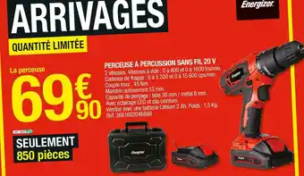 Brico Dépôt Energizer perceuse à percussion sans fil 20 v offre