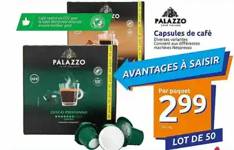 Action Capsules De Café Palazzo offre