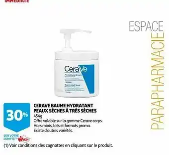 Auchan Cerave Baume Hydratant Peaux Sèches à Très Sèches offre