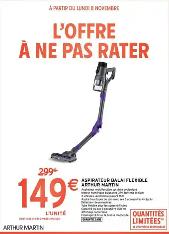 Intermarché Aspirateur Balai Flexible Arthur Martin offre