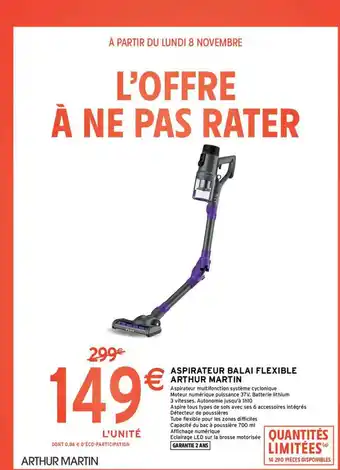 Intermarché Contact Aspirateur Balai Flexible Arthur Martin offre