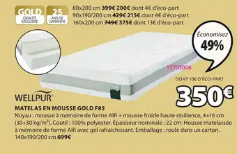 JYSK Matelas en mousse gold F85 offre