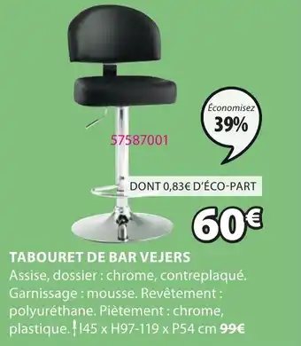 JYSK Tabouret de bar vejers offre