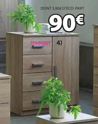 JYSK Commode 1 porte, 1 étagère, 4 tiroirs offre