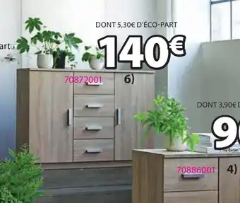 JYSK Buffet 2 portes, 2 étagère 4 tiroirs offre