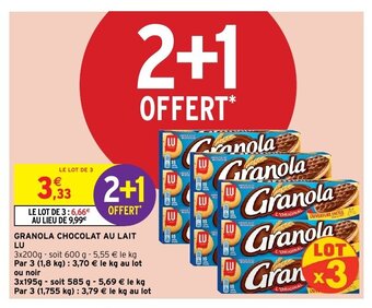 Intermarché Granola chocolat au lait lu offre