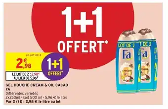 Intermarché Gel douche cream & oil cacao fa offre