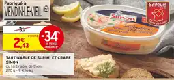 Intermarché SIMON / Saveurs en or TARTINABLE DE SURIMI ET CRABE offre