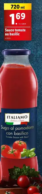 Lidl Sauce tomate au basilic offre