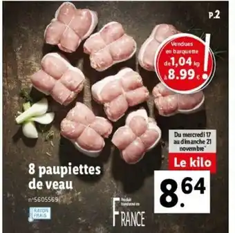 Lidl 8 Paupiettes de Veau offre