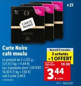 Lidl Café Noire Cafe Moulu offre