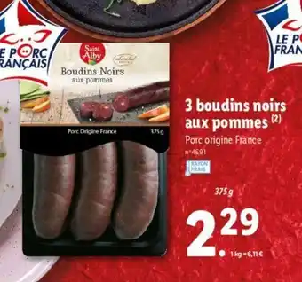 Lidl 3 Boudins Noirs Aux Pommes offre