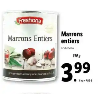 Lidl Marrons Entiers offre