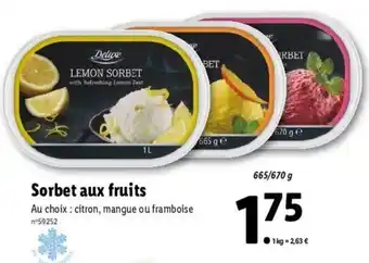 Lidl Sorbet Aux Fruits offre