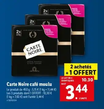 Lidl Carte Noire Café Moulu offre
