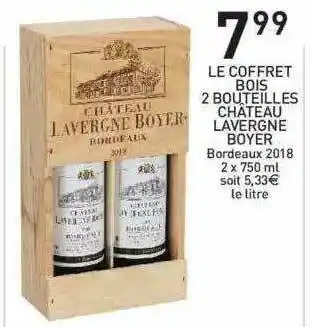 Stokomani Le Coffret Bois 2 Bouteilles Château Lavergne Boyer offre