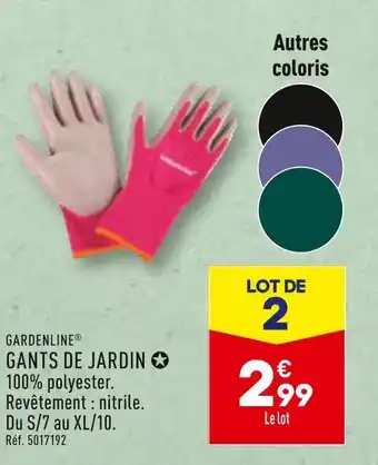 ALDI GARDENLINE GANTS DE JARDIN offre