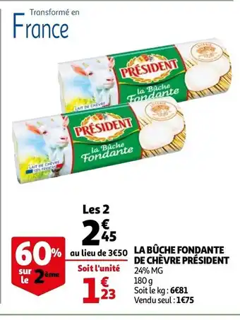 Auchan La Bûche fondante de chèvre Président offre