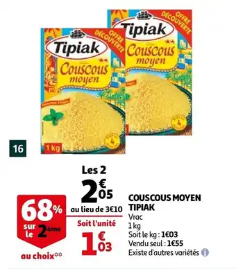 Auchan Couscous moyen tipiak offre