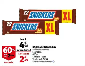 Auchan Barres snickers X12 offre