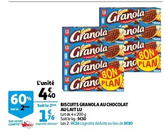 Auchan Biscuits granola au chocolat offre