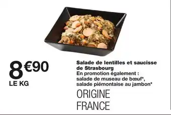 Monoprix Salade de lentilles et saucisse de Strasbourg offre