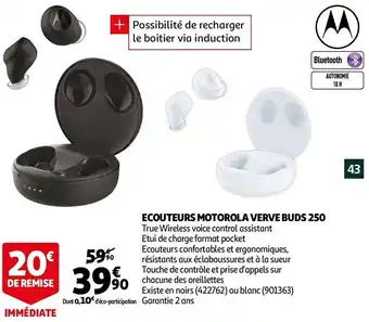 Auchan Ecouteurs motorola verve buds 250 offre